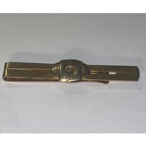 Vintage ANSON Tie Bar Clip Gold-Tone - Art Deco -3"